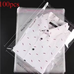 100pc. Large Transparent Re-Sealable Durable Plastic Storage Bags NIB